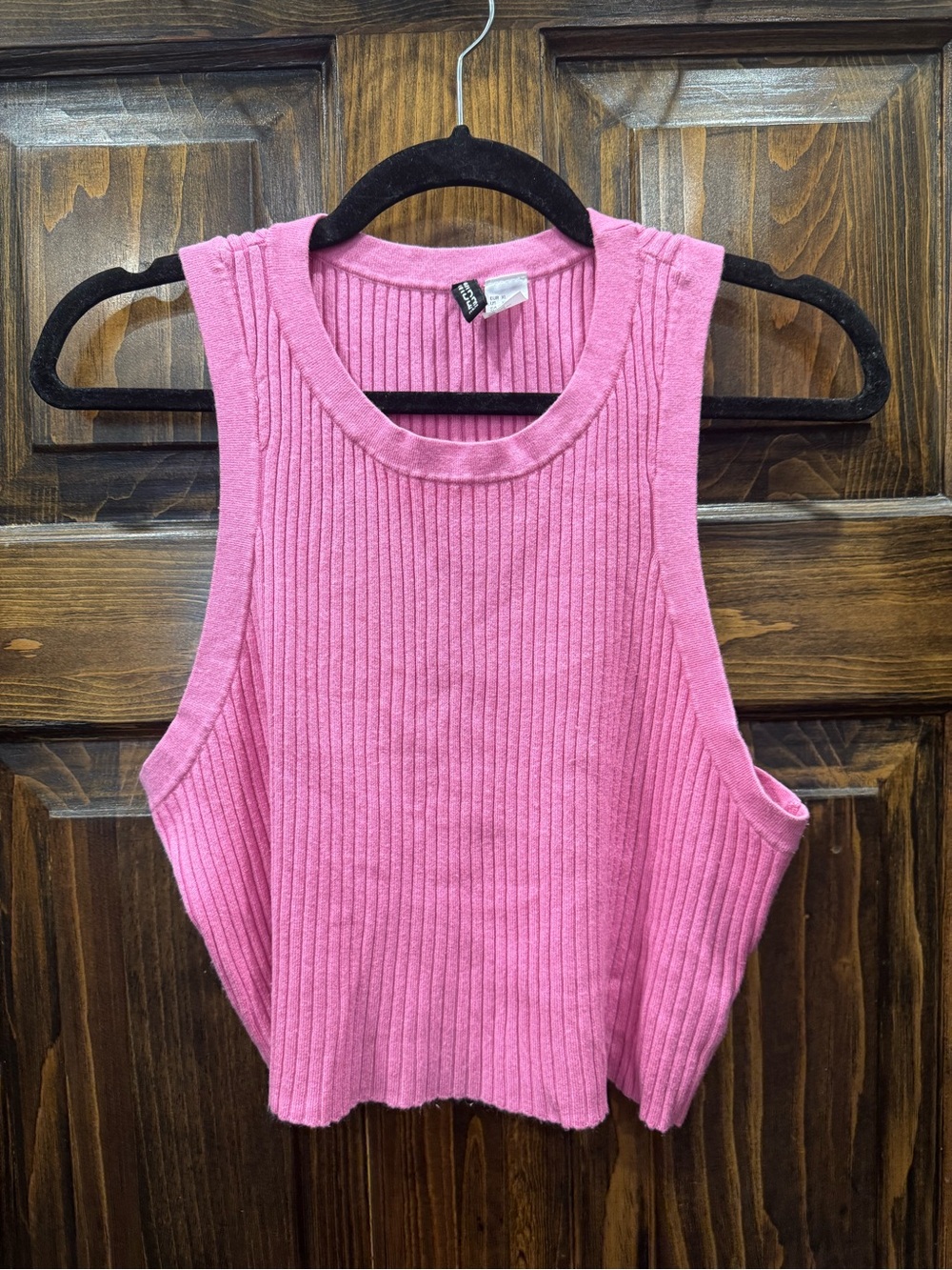 H&M Ribbed Cropped Tank Top - Pink